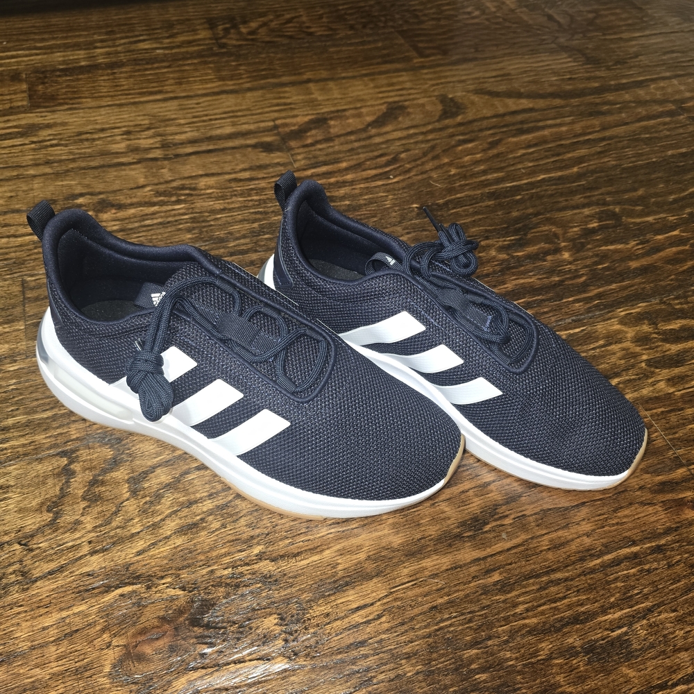 Adidas Black Mesh Sneakers with White Stripes